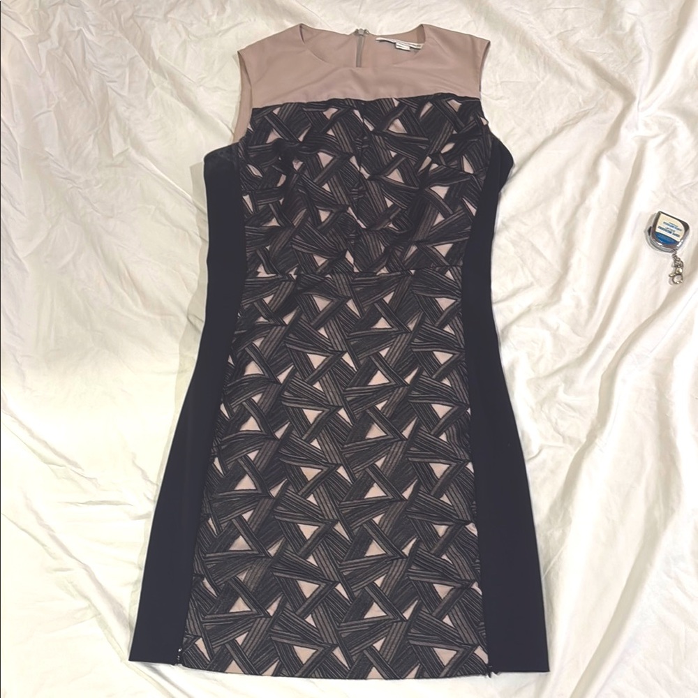 Diane Von Furstenberg DVF dress Barney’s 8 black and blush pink